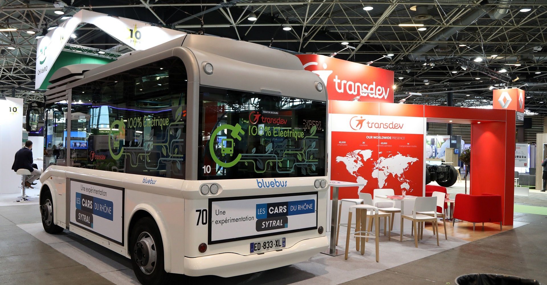 Transdev mobility company stand salon EVS Lyon navette bolloré bluebus mobilité propre électrique