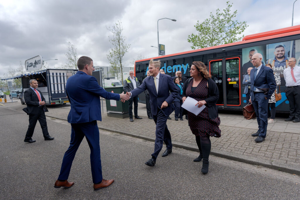 Willem-Alexander, king of the Netherlands, and State Secretary Heijnen visit NS maintenance company and Transdev Academy