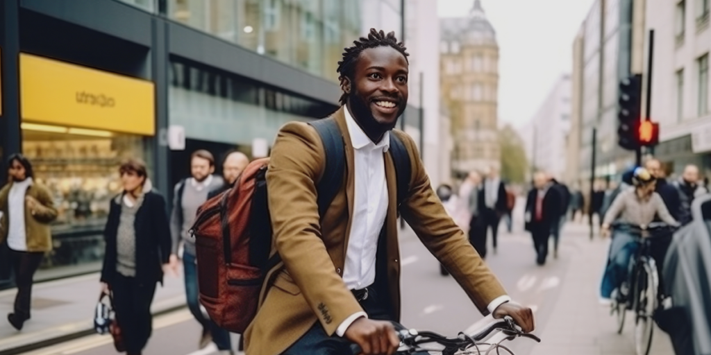 Jeune homme à vélo dans la rue en ville - Graduate Programme
