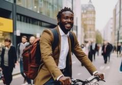 Jeune homme à vélo dans la rue en ville - Graduate Programme