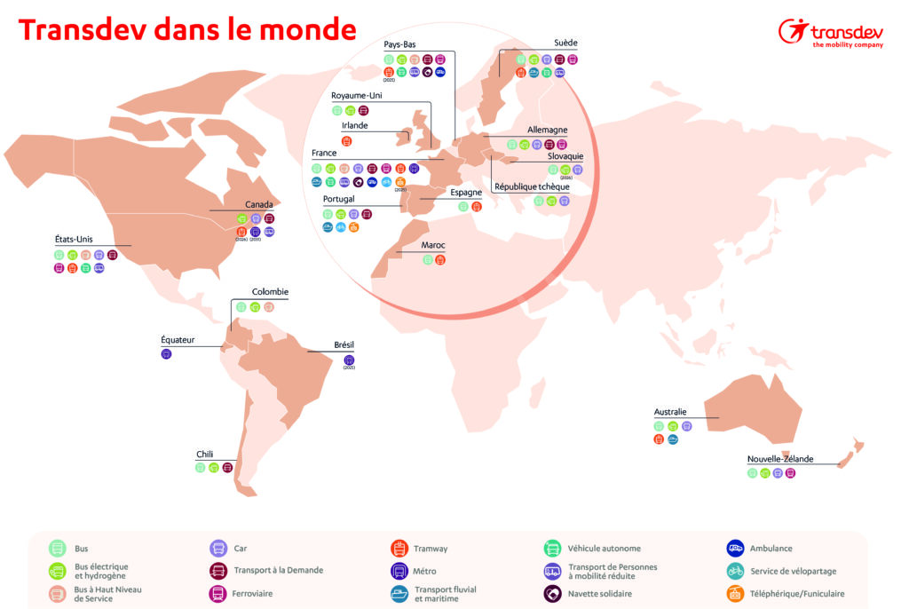 Carte Transdev dans le monde